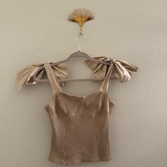 Anthropologie Tops - Maeve Anthropologie Elegant Tan Ribbed Women's Top